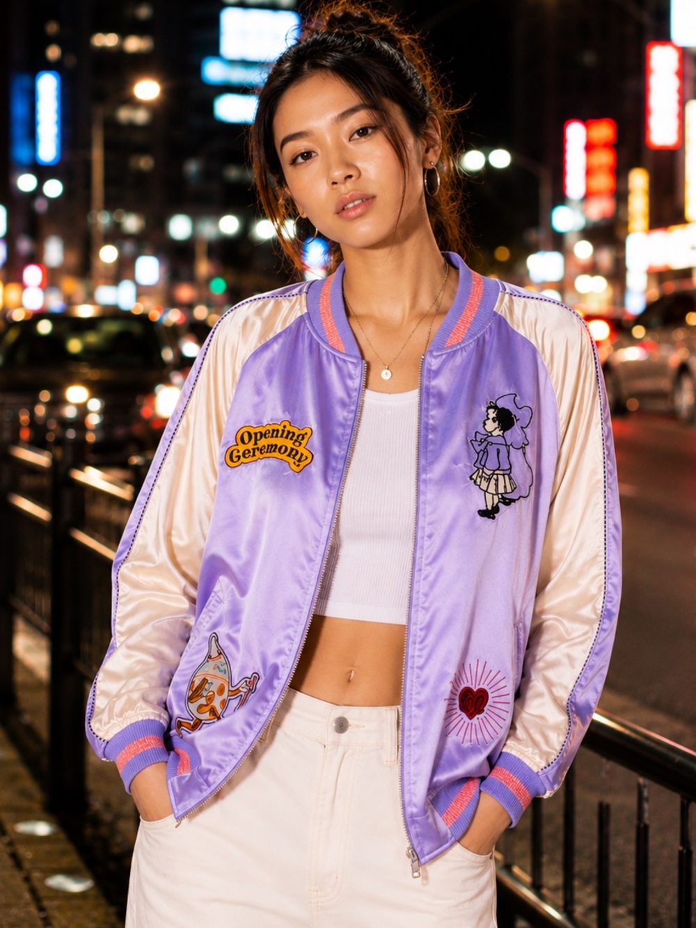 Opening Ceremony 100% Silk Reversible Embroidered Bomber Jacket M